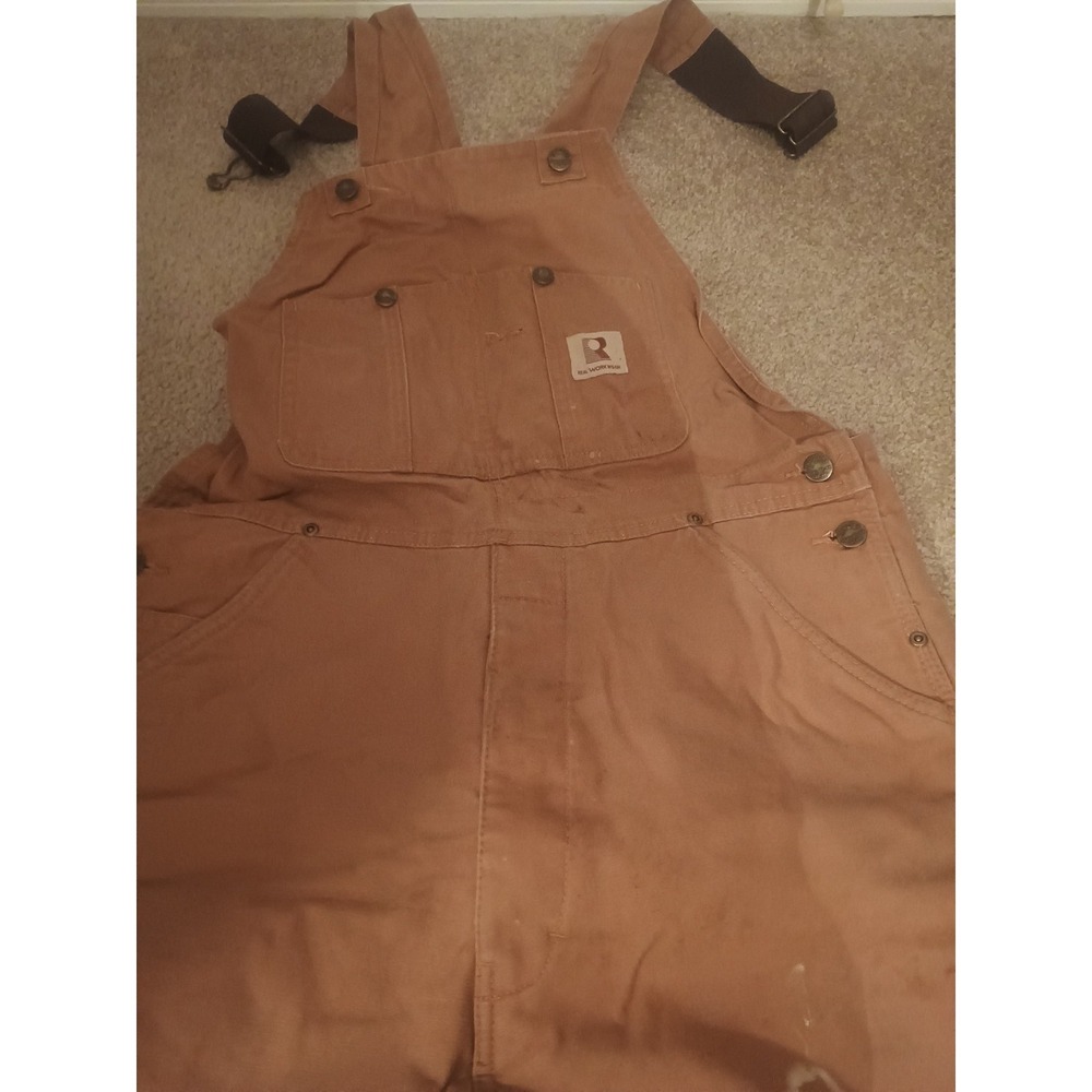 Real Work Men's Insulated Bibs Overalls. size Large Waist Size 38-40 - Picture 2 of 4